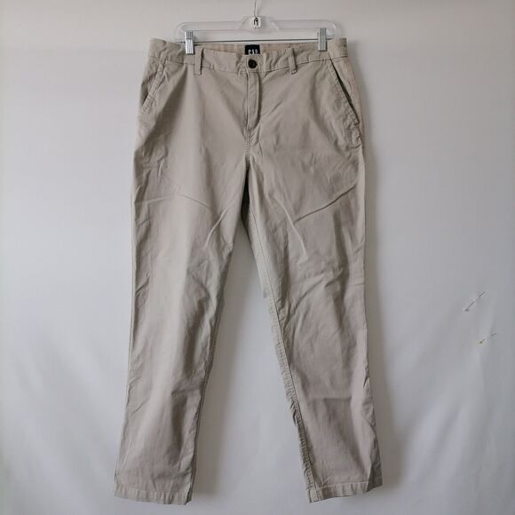 Gap Womens Beige High Rise Flat Front Relaxed Fit Girlfriend Chico Pant Size 12 - Picture 1 of 7